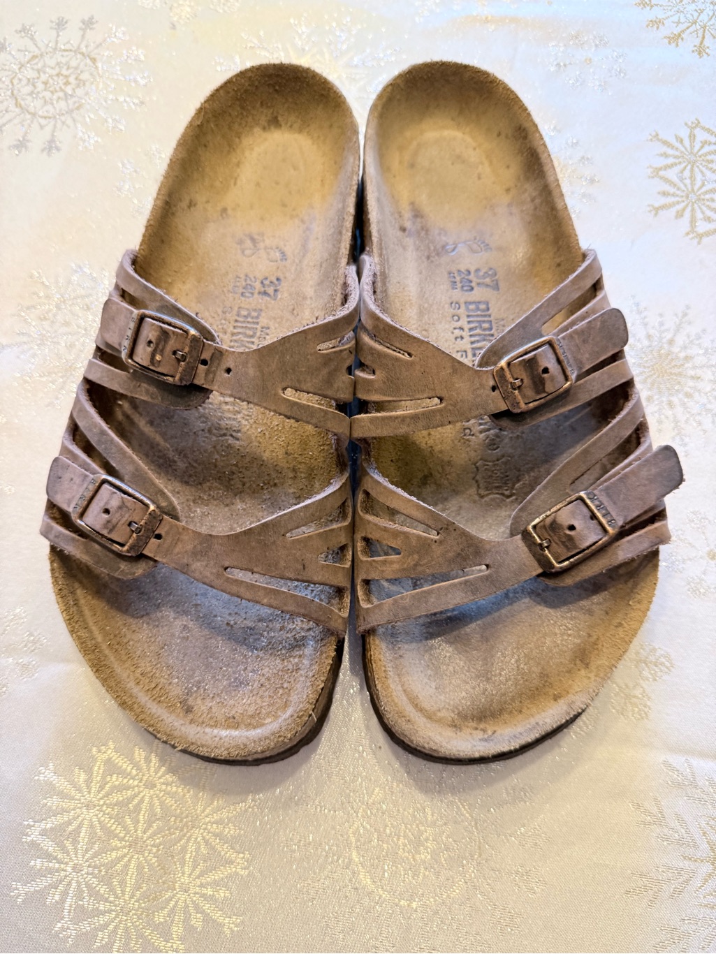 Birkenstock Women's Granada Slip On Sandal Mocha Leather Suede Footbed Eu 37